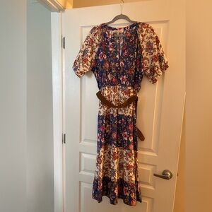 Floral Maxi Dress in Blue and Cream